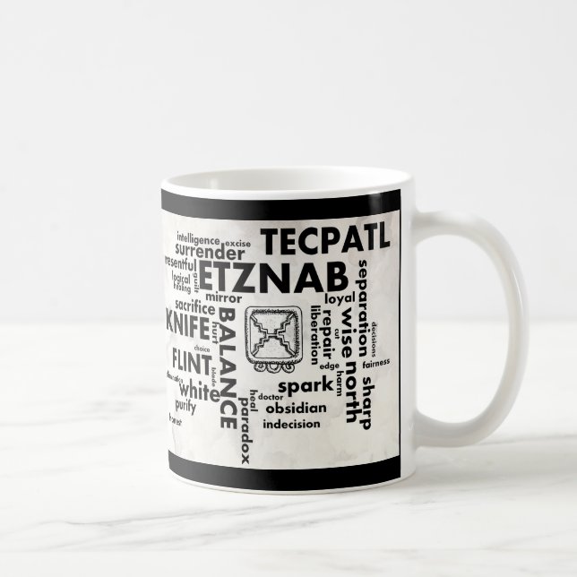 Mayan Aztec Birthday Word Cloud Etznab Tecpatl Mug (Right)