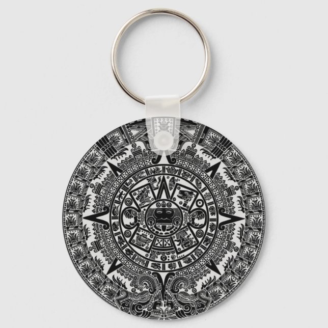 Mayan Aztec Calendar (black) Dec.21, 2012 Key Ring (Front)