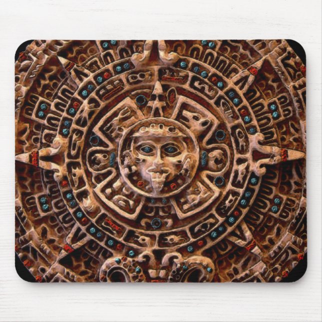 Mayan-Aztec Sacred Sun Calendar Art Mousepad (Front)