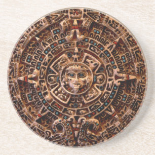 Mayan, Aztec Sun Calendar Sandstone Coaster