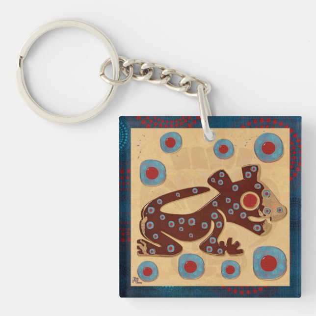 Mayan Baby Jaguar FLARE 2 Sided Key Ring (Front)