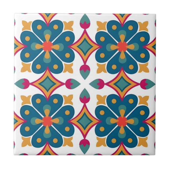 mayan blue flower pattern tiles (Front)