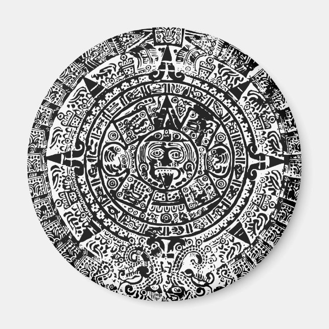 Mayan Calendar Black Magnet (Front)