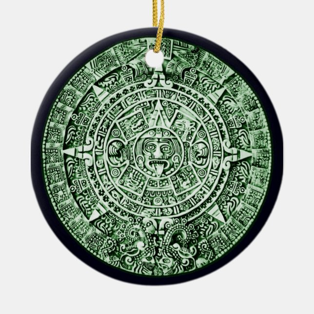 mayan calendar ceramic tree decoration (Front)