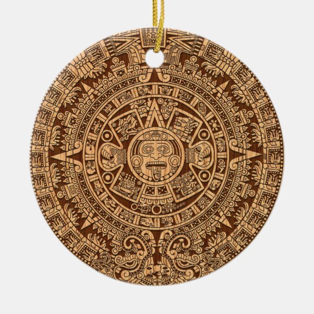 Mayan Calendar Ceramic Tree Decoration (Front)