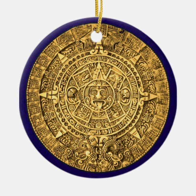 mayan calendar ceramic tree decoration (Front)