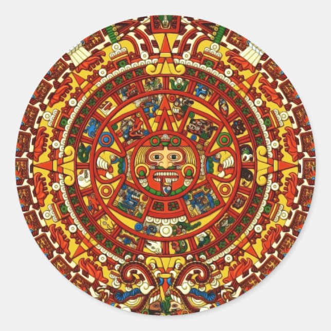 mayan calendar classic round sticker (Front)