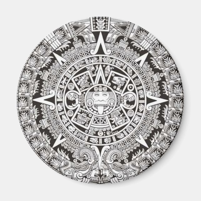Mayan Calendar Magnet Black and White (Front)