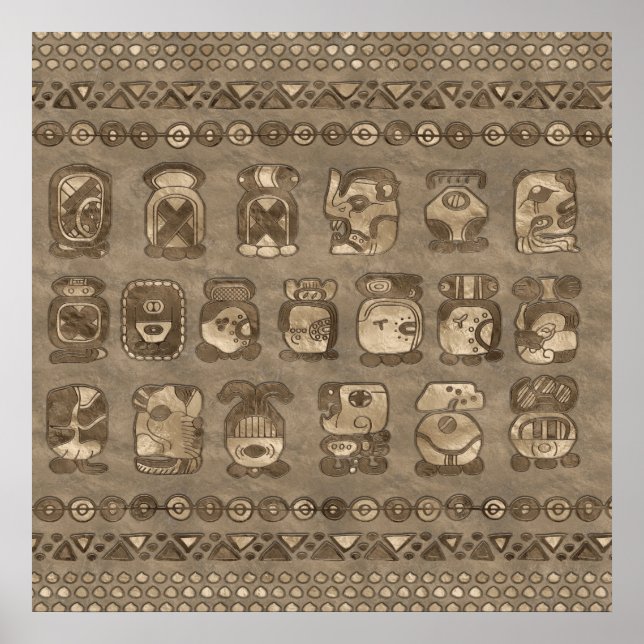 Mayan Calendar Month glyphs Poster (Front)