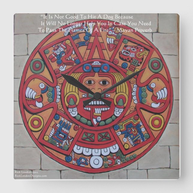 Mayan Calendar & Proverb Wall Clock (Front)