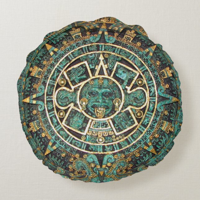 Mayan Calendar Round Cushion (Back)