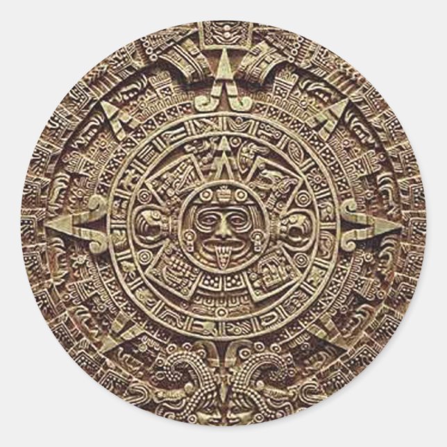 Mayan Calendar Stone 12.21.2012 Classic Round Sticker (Front)