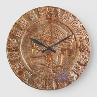 Mayan Carved Metal-effect Aztec Mexican History Large Clock