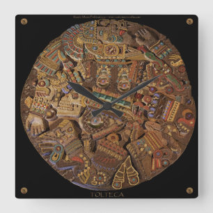 Mayan Carved Stone Aztec Mexican Art History Clock
