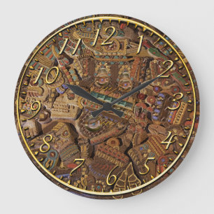 Mayan Carved Stone Aztec Mexican Art History Clock