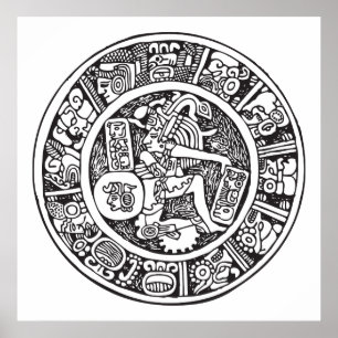Mayan circle, Mexican hieroglyph(Maya) Poster