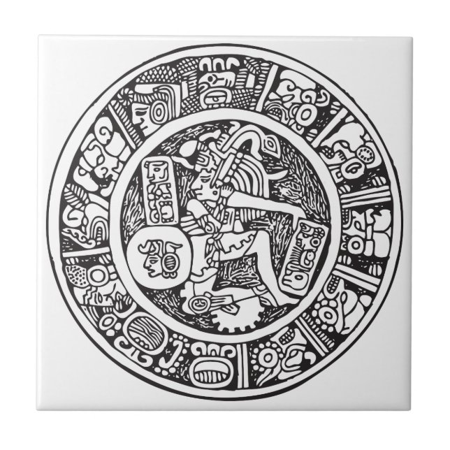 Mayan circle, Mexican hieroglyph(Maya) Tile (Front)