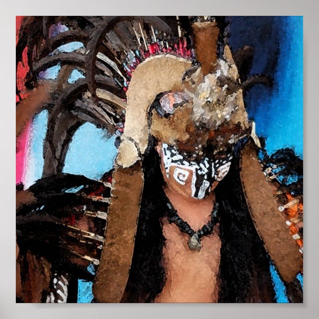 Mayan Dancer-Male (Watercolor) Poster (Front)