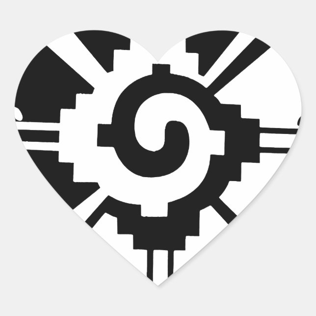 Mayan Deity Symbol Hunab Ku Heart Sticker (Front)