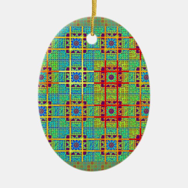 Mayan ethnic tribal pattern.jpg ceramic tree decoration (Front)