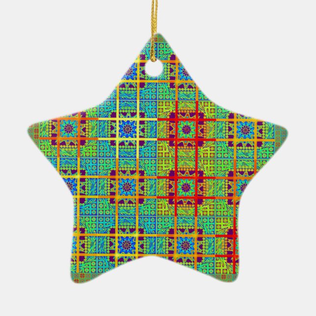 Mayan ethnic tribal pattern.jpg ceramic tree decoration (Front)