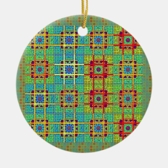 Mayan ethnic tribal pattern.jpg ceramic tree decoration (Front)