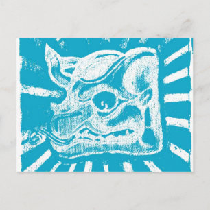 mayan glyph (blue) postcard