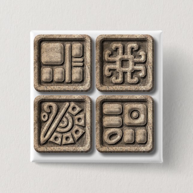 Mayan Glyphs-stone 15 Cm Square Badge (Front)
