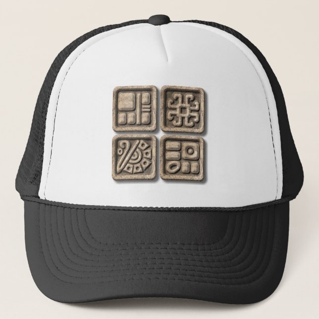 Mayan Glyphs-stone Trucker Hat (Front)
