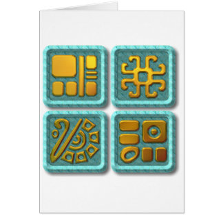 Mayan Glyphs-turquoise