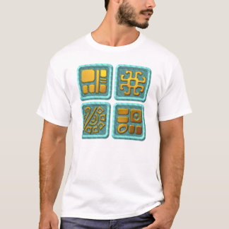 Mayan Glyphs-turquoise T-Shirt