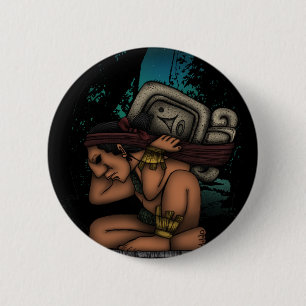 Mayan God 6 Cm Round Badge