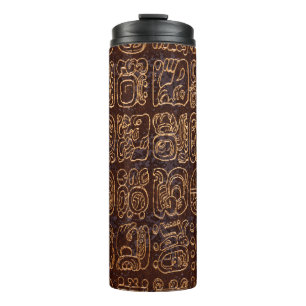 Mayan Hieroglyphics Panel Folk Art Thermal Tumbler
