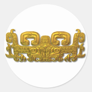Mayan Jaguar - Gold Classic Round Sticker