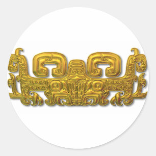 Mayan Jaguar - Gold Classic Round Sticker