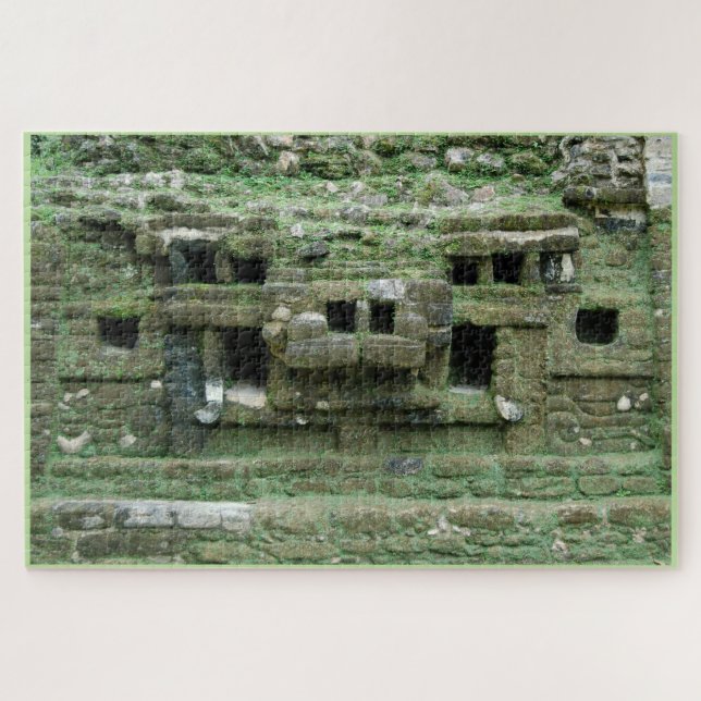Mayan Jaguar Mask Temple Landmark Lamanai Belise Jigsaw Puzzle (Horizontal)
