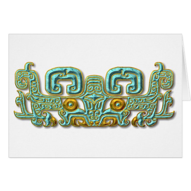 Mayan Jaguar-turquoise and gold (Front Horizontal)