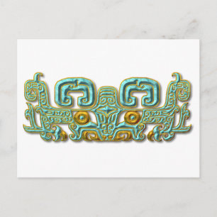 Mayan Jaguar-turquoise and gold Postcard