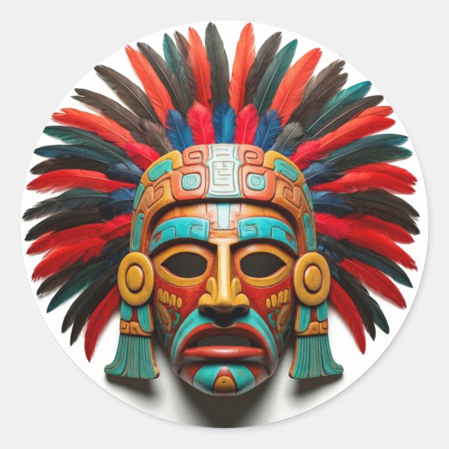 Mayan Mask Mexico Travel Classic Round Sticker (Front)