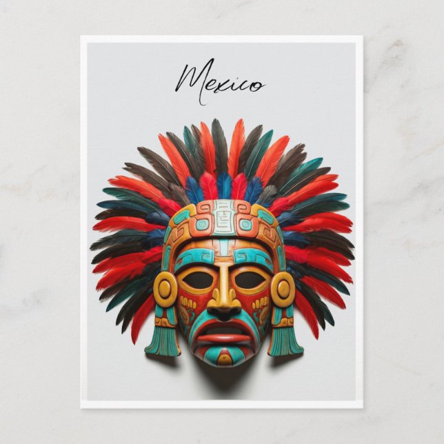 Mayan Mask Mexico Travel Postcard (Front)