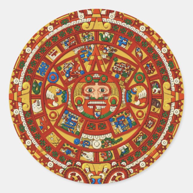 Mayan Maya Aztec Ancient Calendar (detail) Classic Round Sticker (Front)