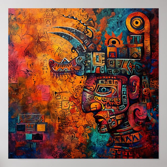 Mayan Mosaic: A Modern Tribute Poster (Front)