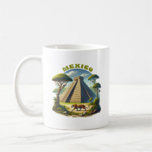 Mayan pyramid and jaguar Mexico Coffee Mug