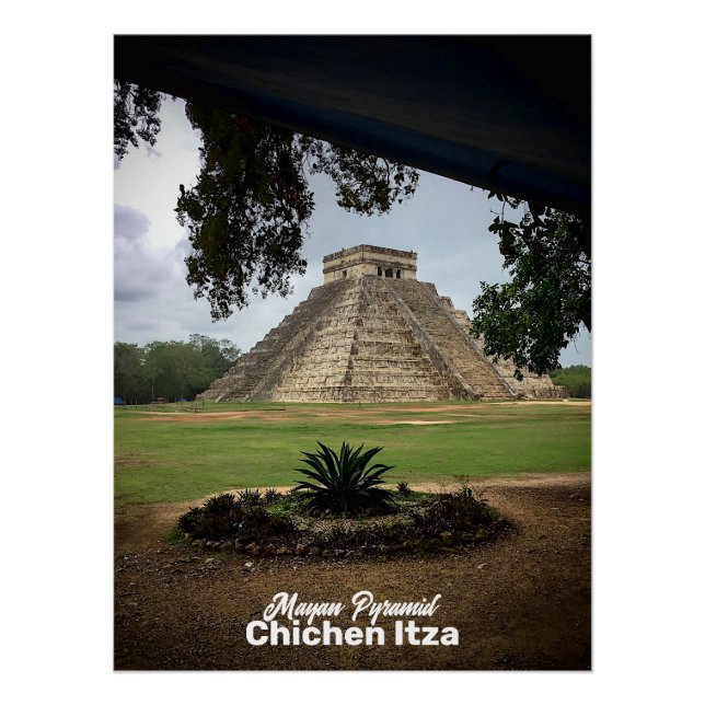 Mayan Pyramid CHICHEN ITZA Travel Souvenir Poster (Front)