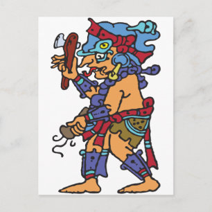 Mayan Rain God Coloured Postcard