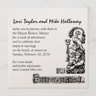 Mayan Riviera Mexico Beach Wedding Invitation Gold