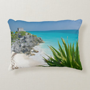 Mayan Ruins At The Beach In Tulum Decorative Cushion