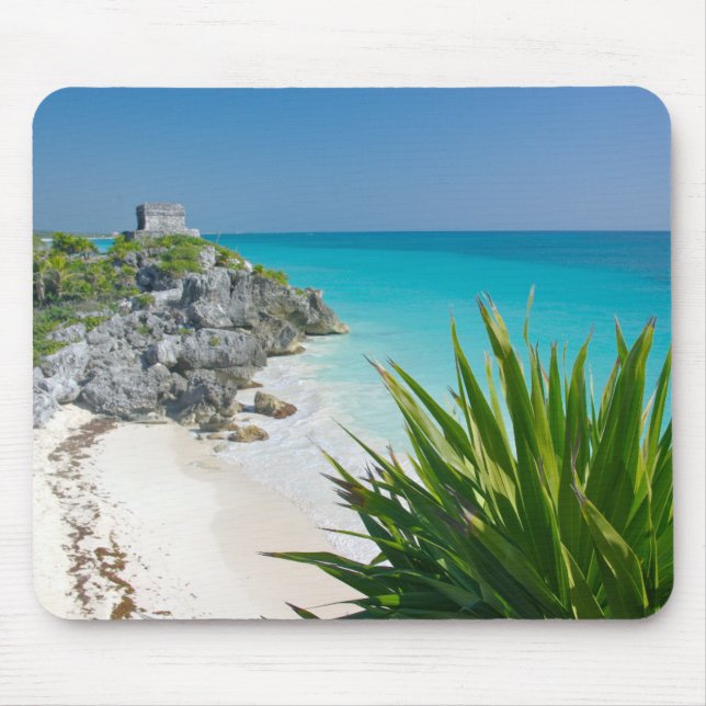 Mayan Ruins At The Beach In Tulum Mouse Mat (Front)