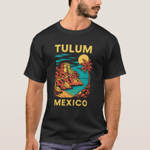 Mayan Ruins Beach Tulum Mexico Vintage Mens Coasta T-Shirt