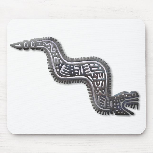 Mayan Serpent - Black and Silver Mouse Mat (Front)